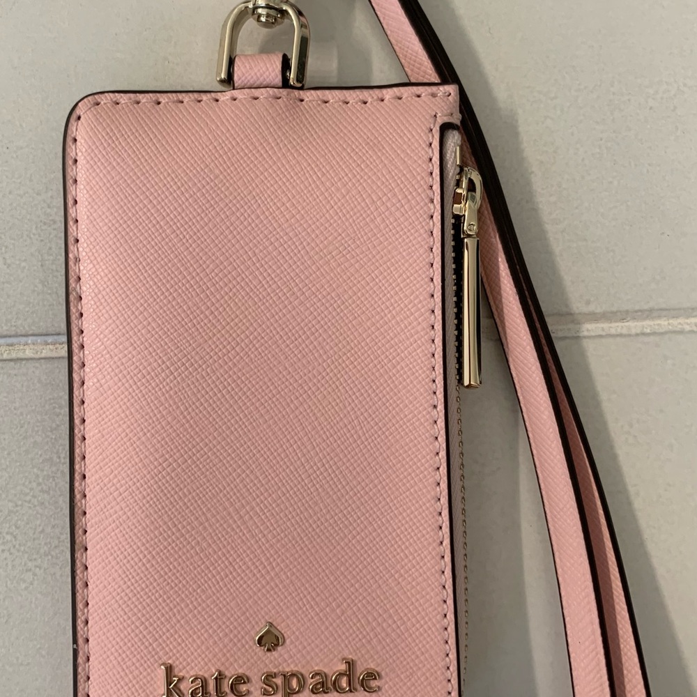 Kate Spade Staci Lanyard in Saffiano Leather color Chalk Pink (Baby Pink). NWT - Picture 7 of 14